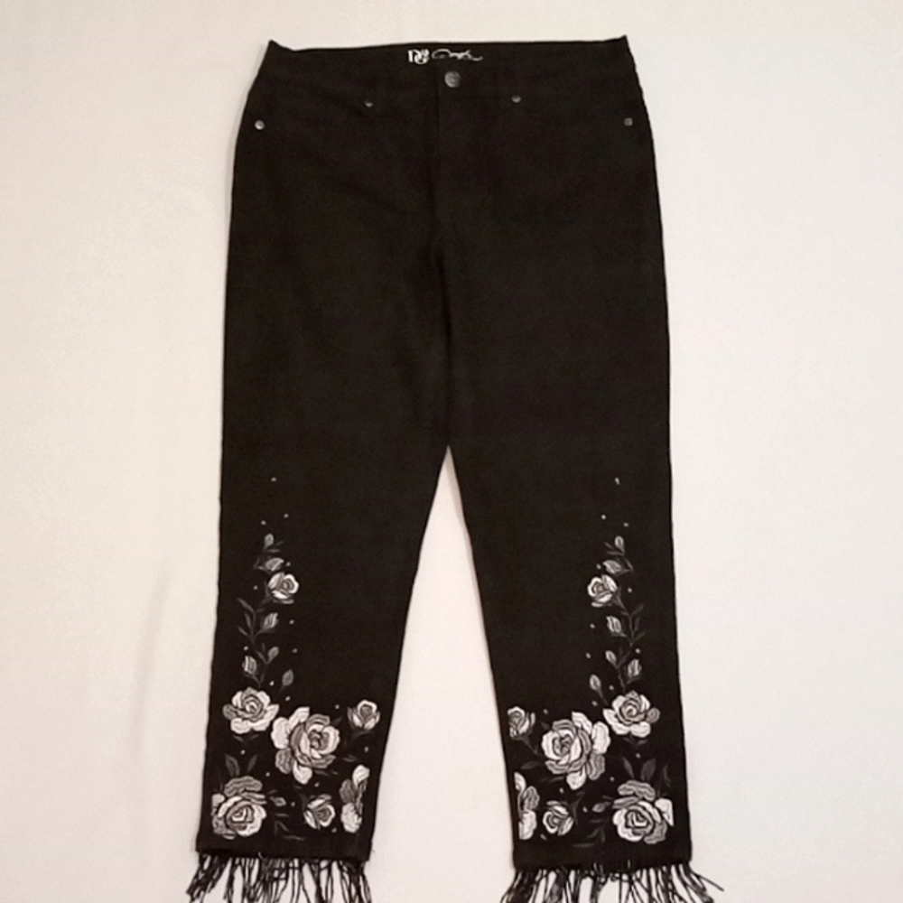 DG2 Fancy Embroidered Beaded Designer Black Jeans